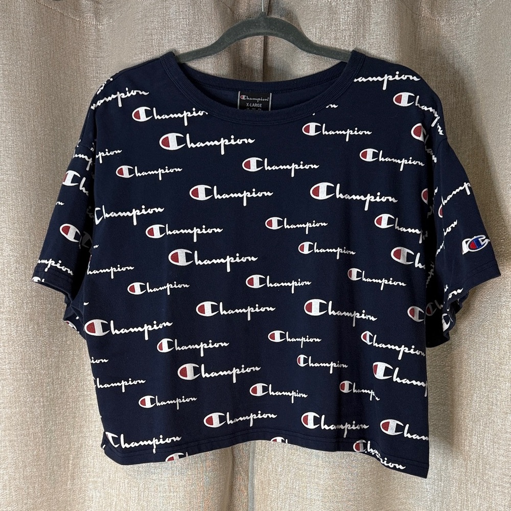 Champion Dark Blue All-Over Logo Tee